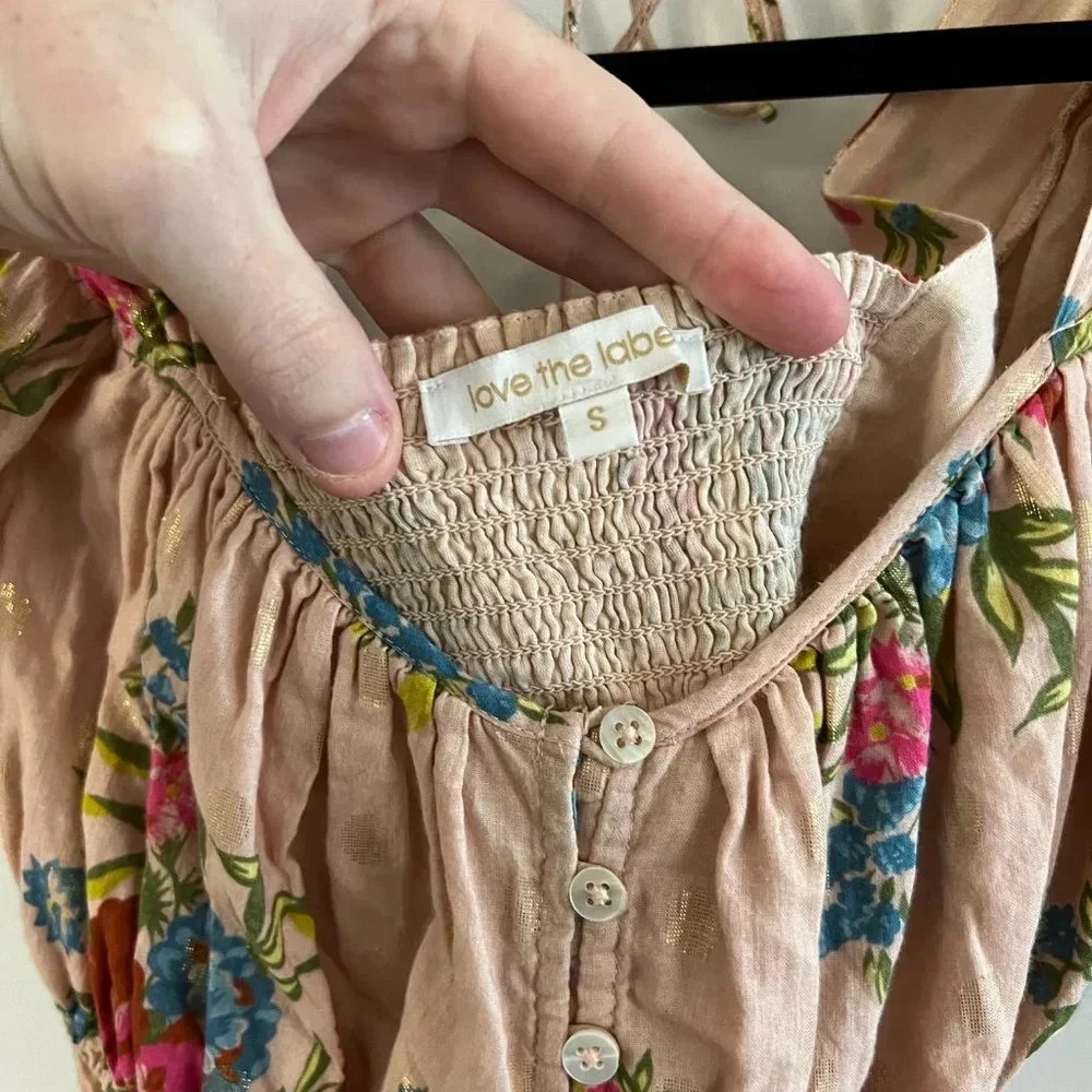 B18 Anthropologie Love the Label Rosette Babydoll Blouse Size Small - Picture 5 of 7